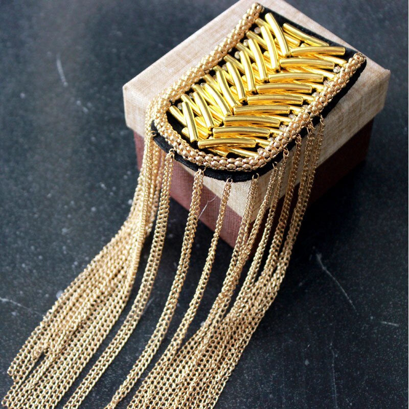 Schouder Epauletten Handgemaakte Koperen Kwastje Ketting Epaulet Schouder Boards Badge Broche Pak Accessoires