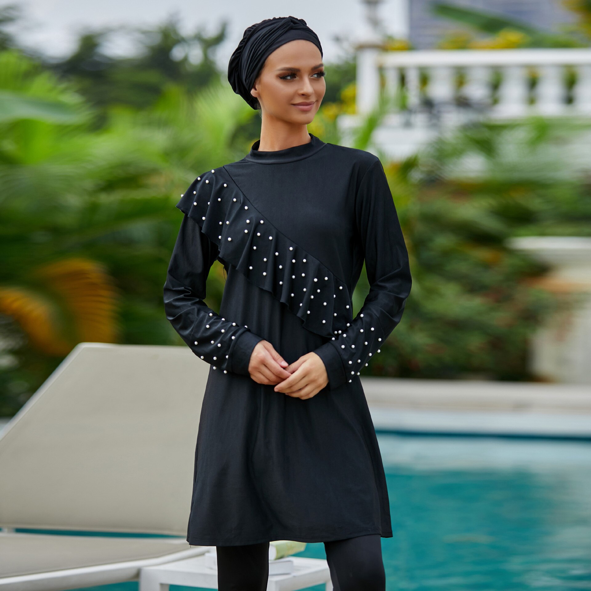 Burkini, langer muslimischer badeanzug für frauen, 3 -teilig, abaya, dubai, arabische damenbadeanzüge, türkei, maillots de bains, muslims ensemble  f2964