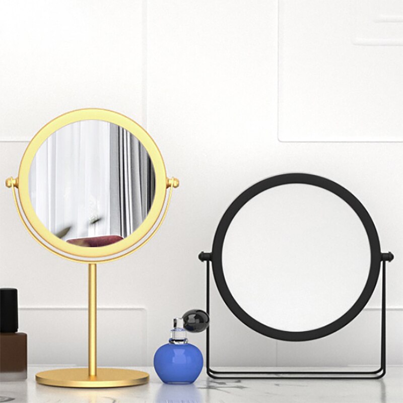 Light Luxury Retro European Metal Gold Home Desktop Geometry Mirror Makeup Mirror Dormitory Makeup Mirror