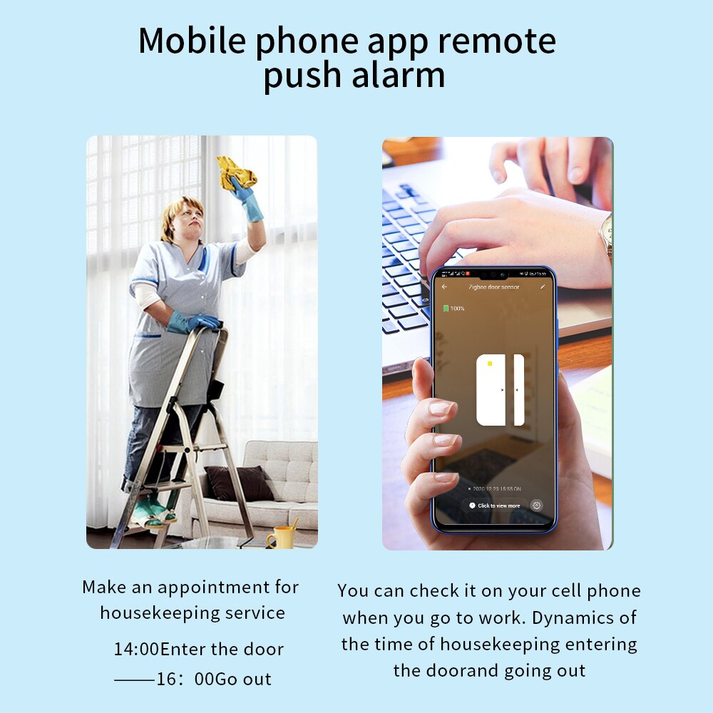 Zigbee Smart Window Door Sensor Open / Closed Detectors Home Security Alarm Sensor Tuya App News push support Alexa Google Home