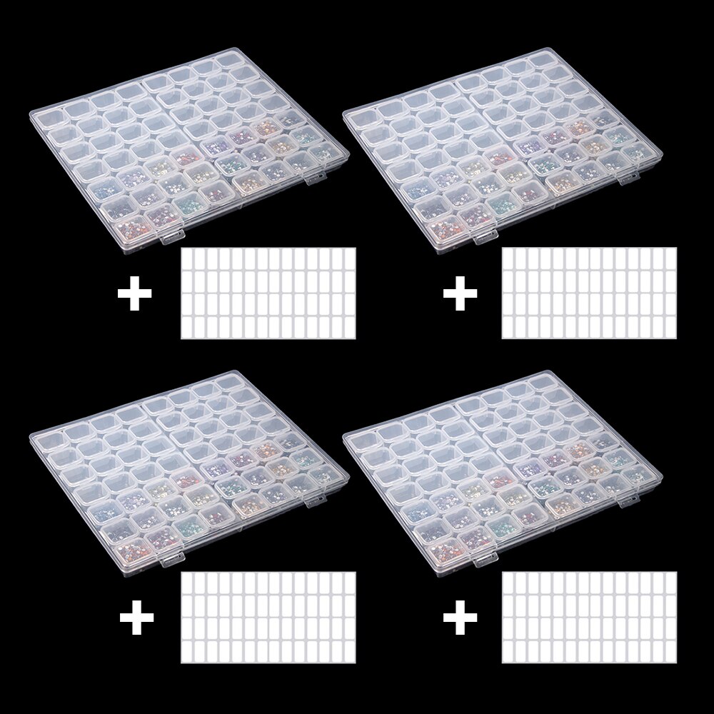 Diamond Nail Art Embroidery Tools Accessories Transparent Plastic Storage Box Diamond Painting Stone Mosaic Container Suitcase: 56 white 4pcs