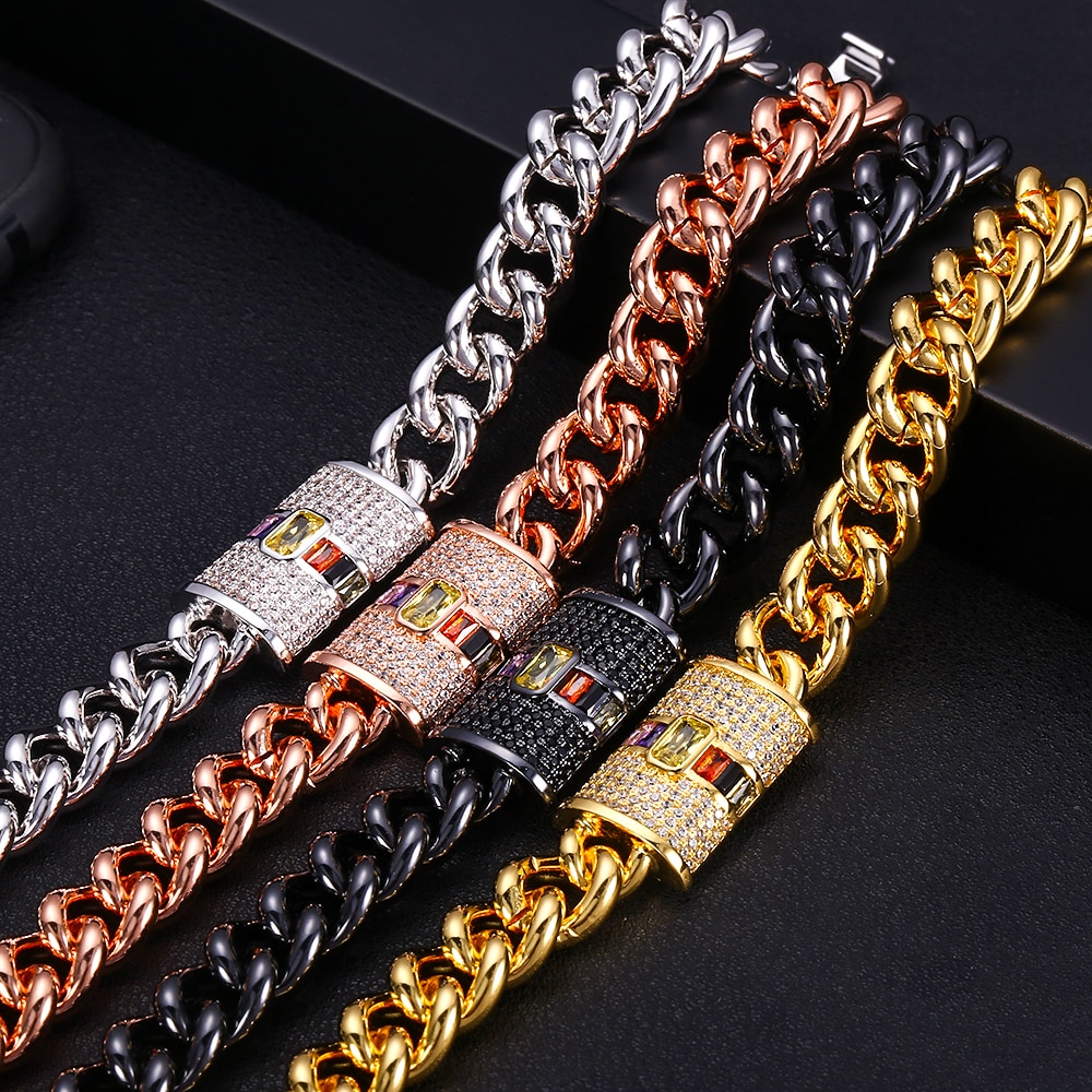 Accking Micro pave chain AAA cubic zircon bracelet ring bangle copper multicolor for women Jewelry