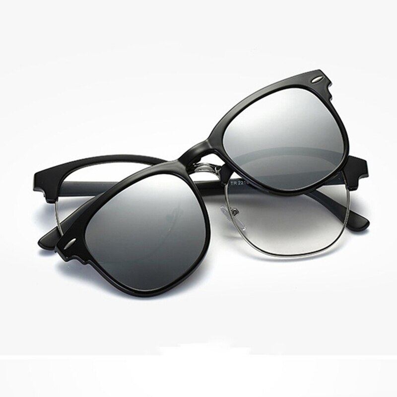 Spectacle Frame Eyeglasses Men Women With Polarized Clip On Sunglasses Magnetic Glasses Male Myopia Optical RS2218: RS2218 C11