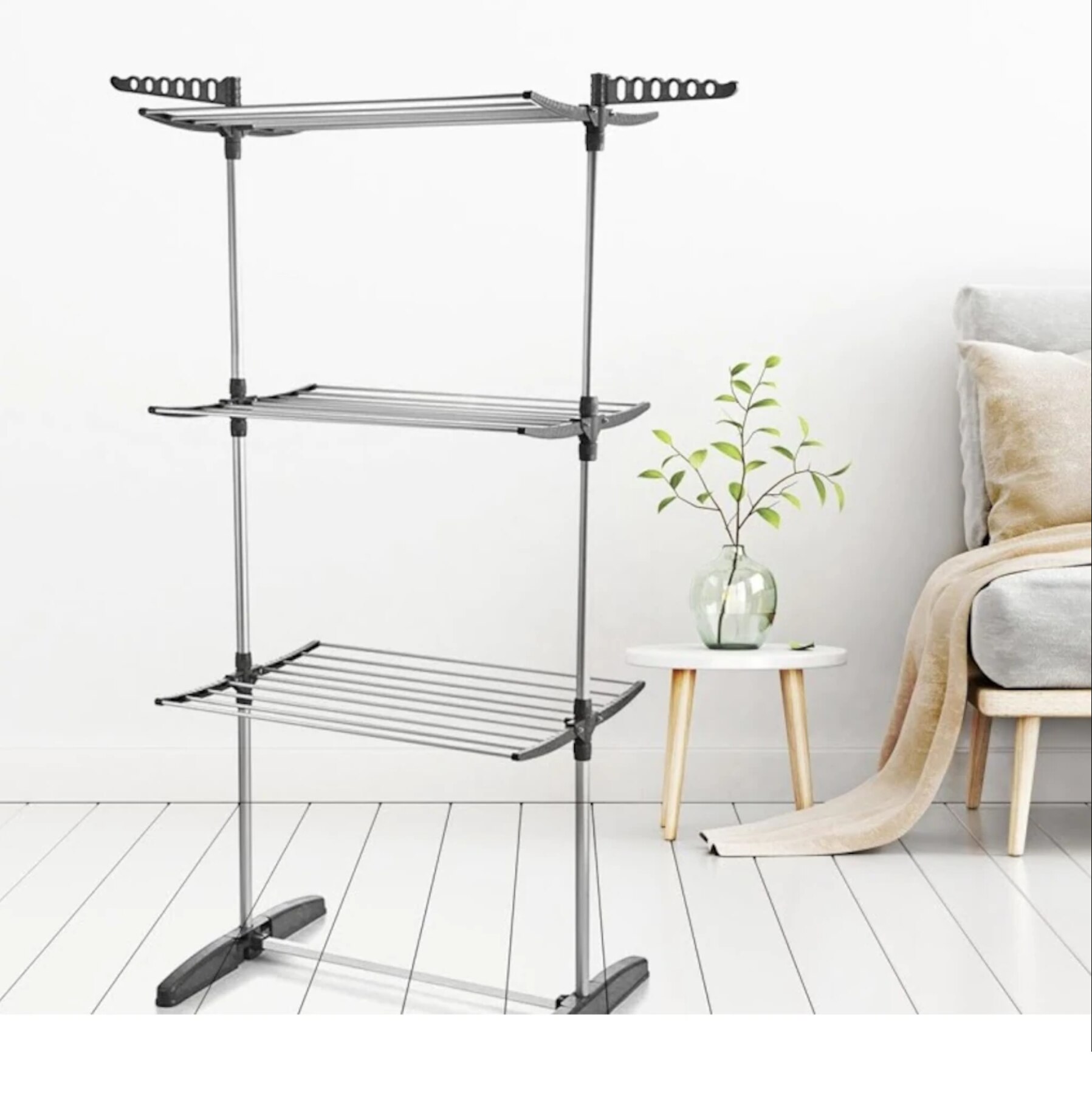 3 Layers Clothes Drying Rack Laundry Rack Folding Clothes Hanger Shoes Rack Stainless Clothes Organizer Hanger-MADE IN TURKEY