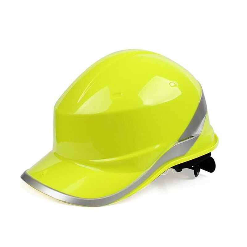Casco de seguridad de Material aislante ABS, casco de trabajo con rayas reflectantes, protector aislante para sitio de construcción: YELLOW