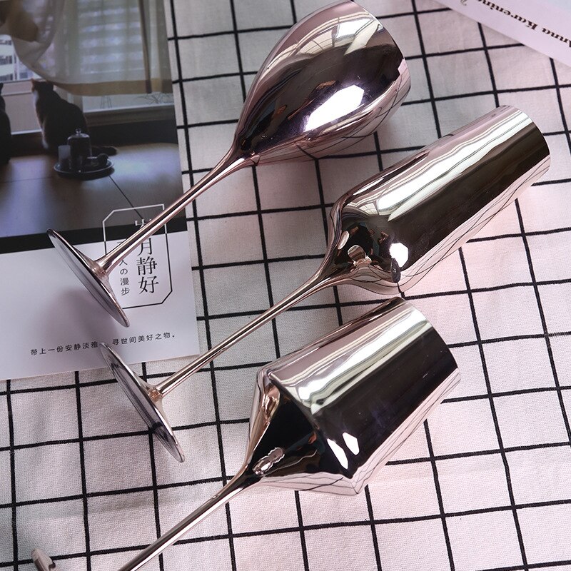 350Ml Roze Rose Gold Plating Loodvrij Glas Rode Wijn Glas Champagne Glasdrinkbeker Woondecoratie