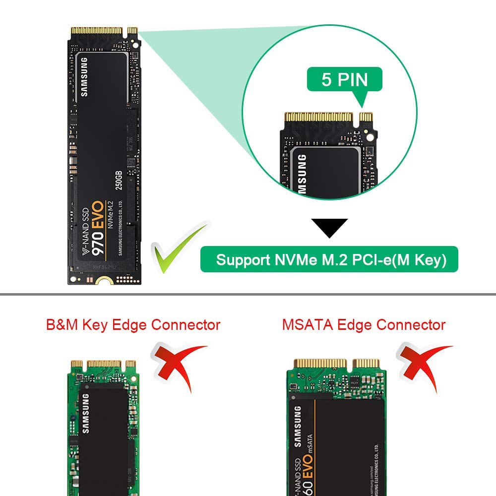 Onvian M.2 NVME adaptador USB 3,1 M-clave M.2 NGFF NVME a USB Tarjeta de alto rendimiento 10 Gbps USB 3,1 Gen 2 Chip puente SSD