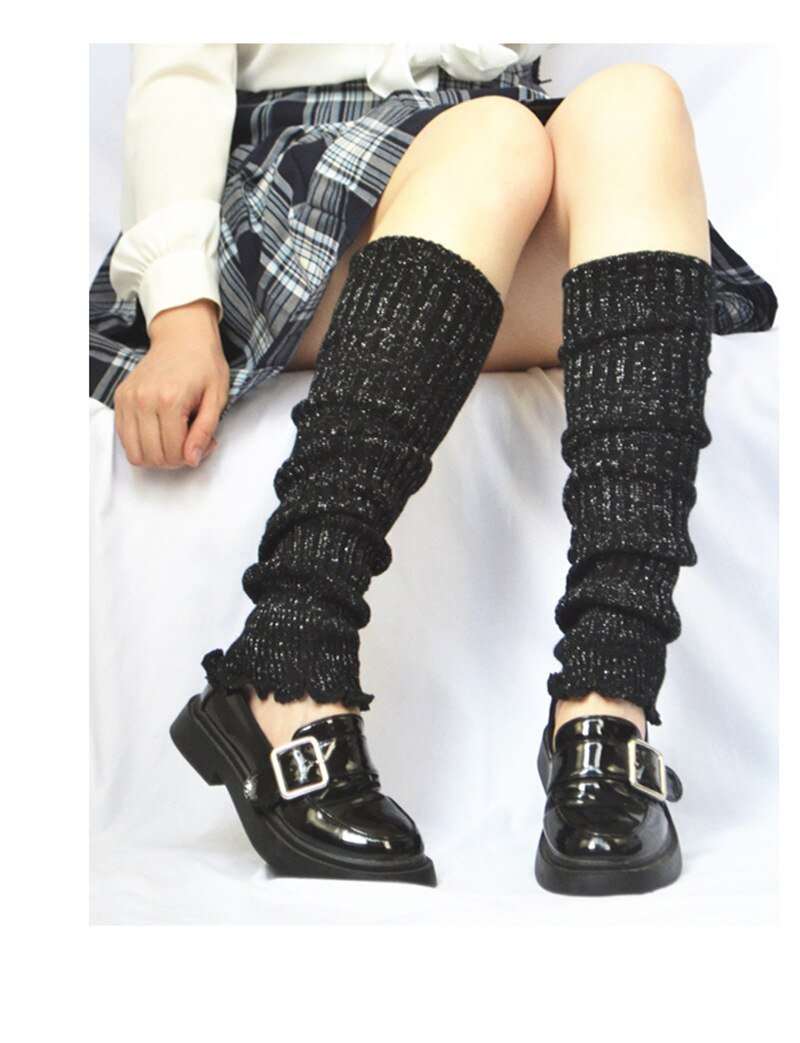 Kühlen Gothic Lurex Frauen Hipster Bein Wärmer Dame jk Knie-länge Helle Silber Seide Socke Herbst Frühling Schwarz verrotten Kaffee Lila