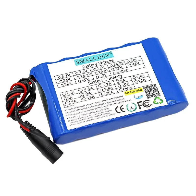 12V 6ah 18650 lithium battery pack 3S2P 6000mAh high current high-power battery, suitable for rechargeable batteries 10A BMS120W