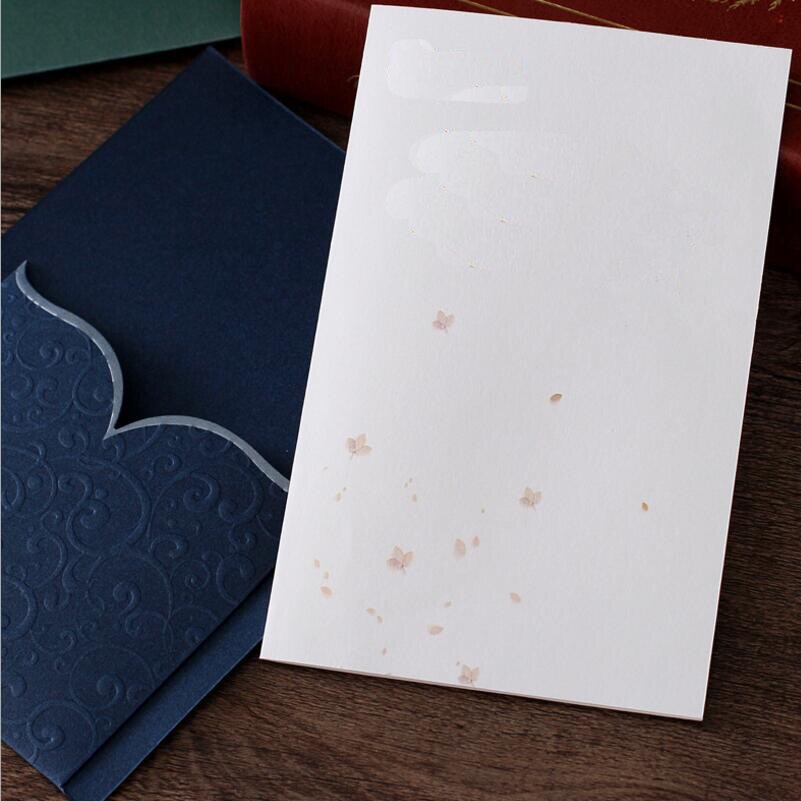 10pcs/lot Universal Invitation Navy Embossed Pocket Wedding Party Invitations Business Opening Invitation with Blank Inner Page