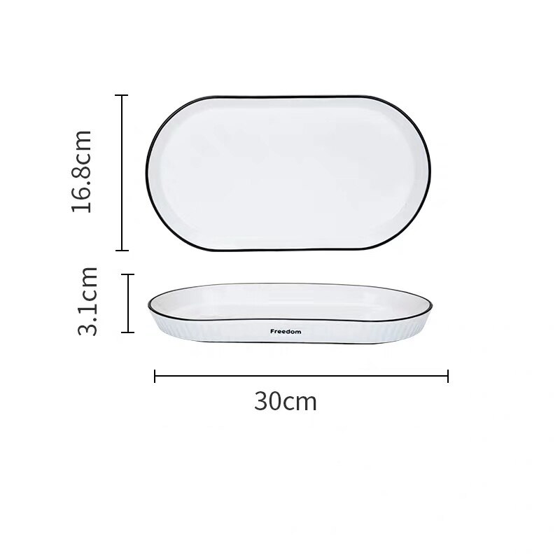 Solid Color Ceramic Plate Steak Food Plate Nordic Style Tableware Bowl Dessert Dish Dinner Dish Dinnerware Set cute plate: 12inch fish plate