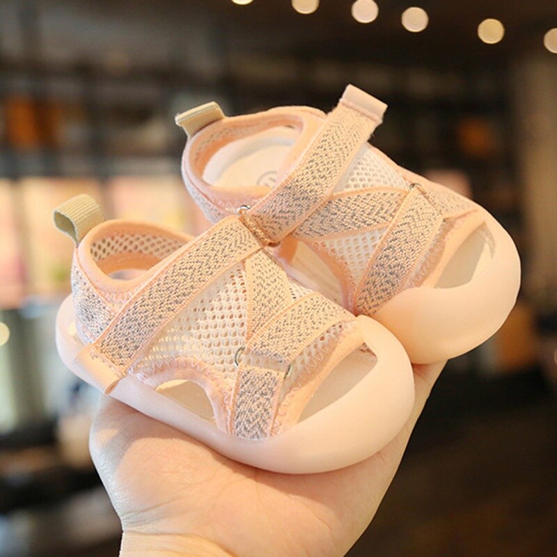 2021 proprietà nuove ragazze ragazzi sandali scarpe in maglia traspirante bambini sandali casuale bambini scarpe da cocco per bambino: Colore rosa / 16
