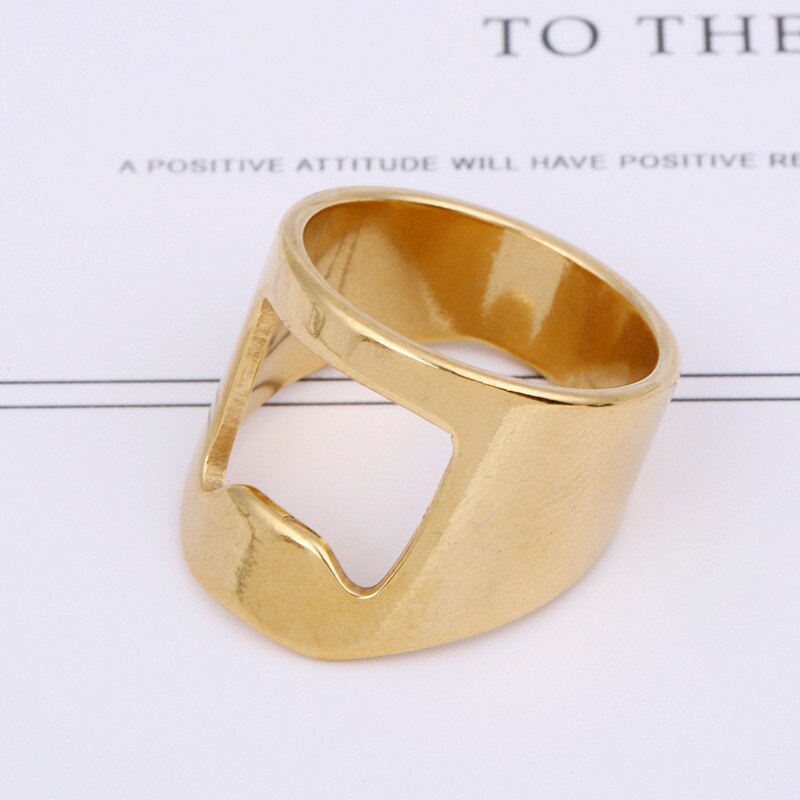 Rvs Bier Openers Vinger Ring Voor Man Ring-Vorm Bier Flesopener Ringen Bar Gereedschap Cool Ringen mannen: 11 / Gold