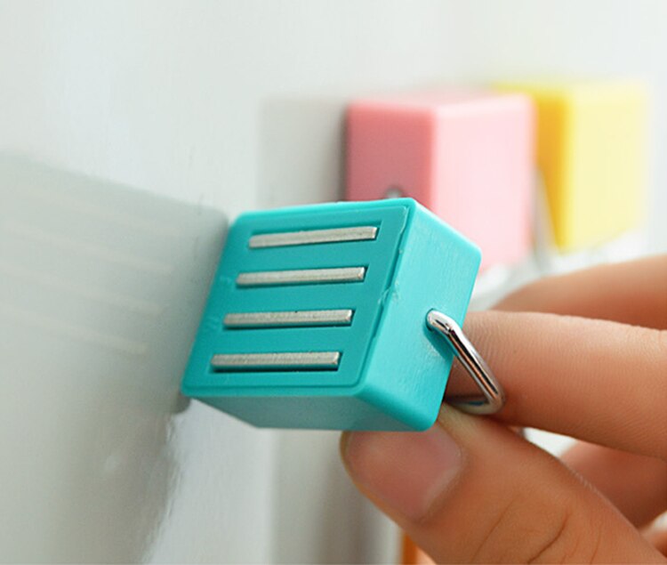 , Strong Magnetic key hooks refrigerator asingle metal + ABS plastic powerful magnets storage hooks