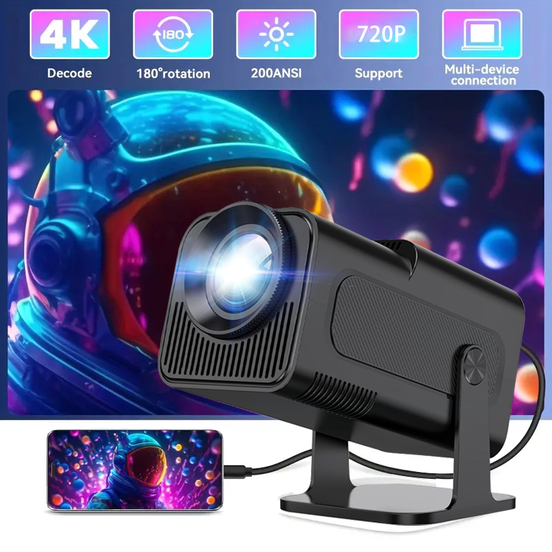HY320 Portable 720P LED Projector, 200ANSI Lumens, 180° Adjustable Home Theater,Perfect  for Christmas, hy300 Projector