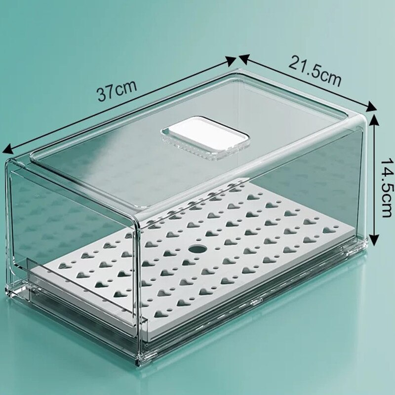 Stackable Kitchen Fridge Organizer Refrigerator Fresh-keeping Freezer Drawer Storage Box Food Sorting Container Bins Cabinet