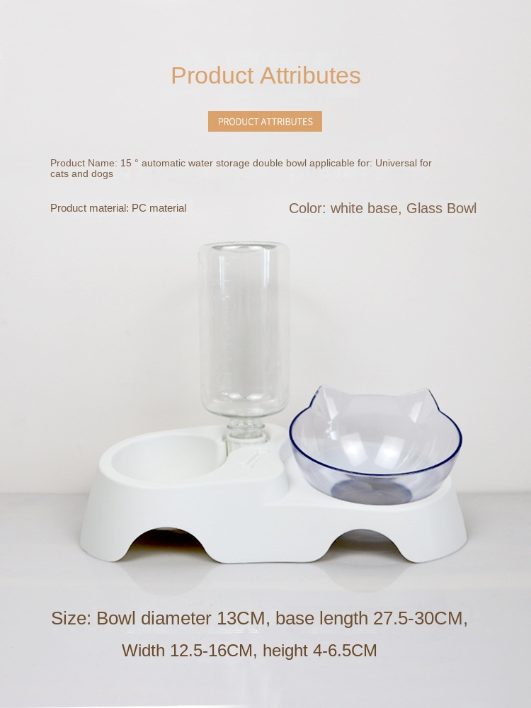 Pet Food Bowl Cat Bowl Drinking Water Eating Dog Bowl Automatic Hydration Double Bowl Cat Neck Guard Plastic Dog Eating Bowl