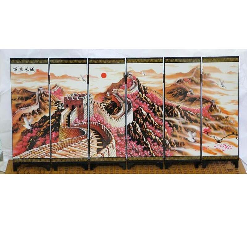 Chinese Great Wall lacquer process small screen with characteristics