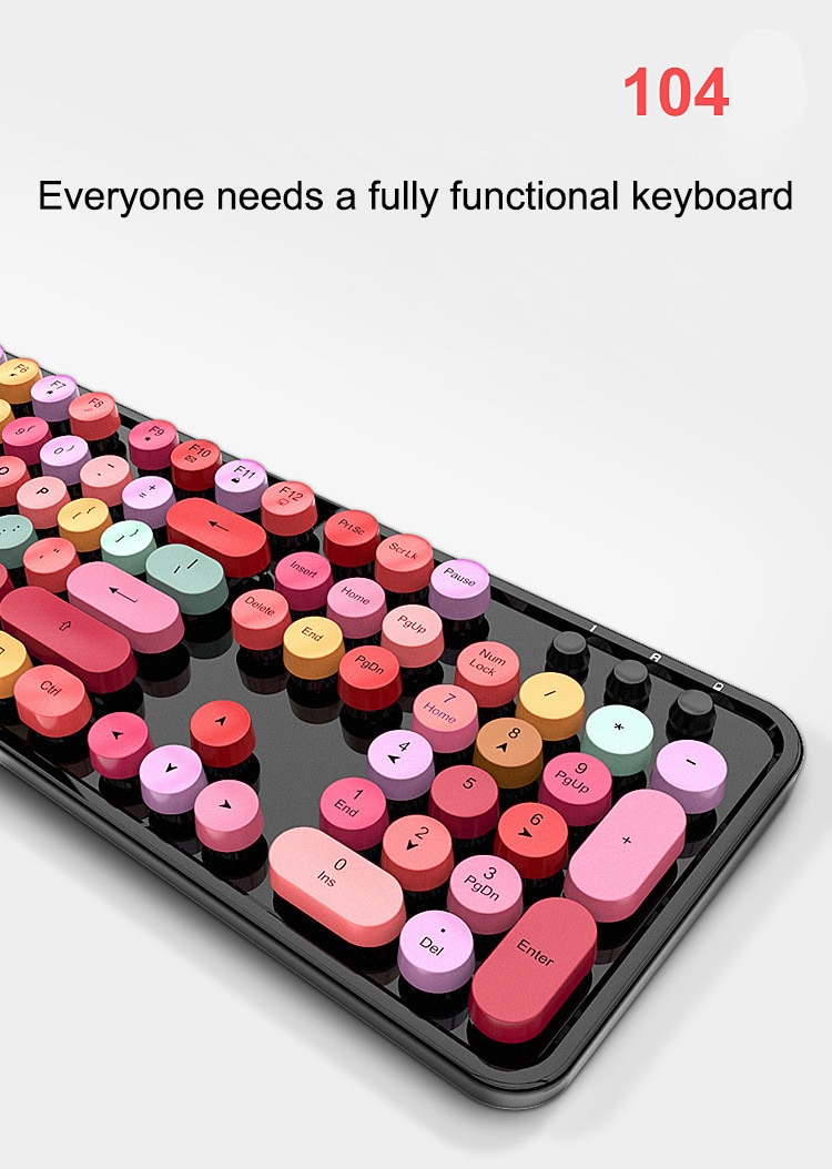 Wireless Keyboard Mouse Color Lipstick Round Hat Keyboard Office Desktop Keyboard Mouse Suit Gaming Keyboard and Mouse