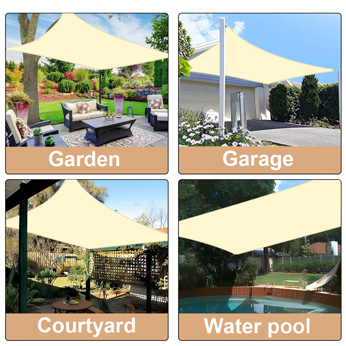 Shade sail, square-rectangular waterproof awning, ... – Grandado