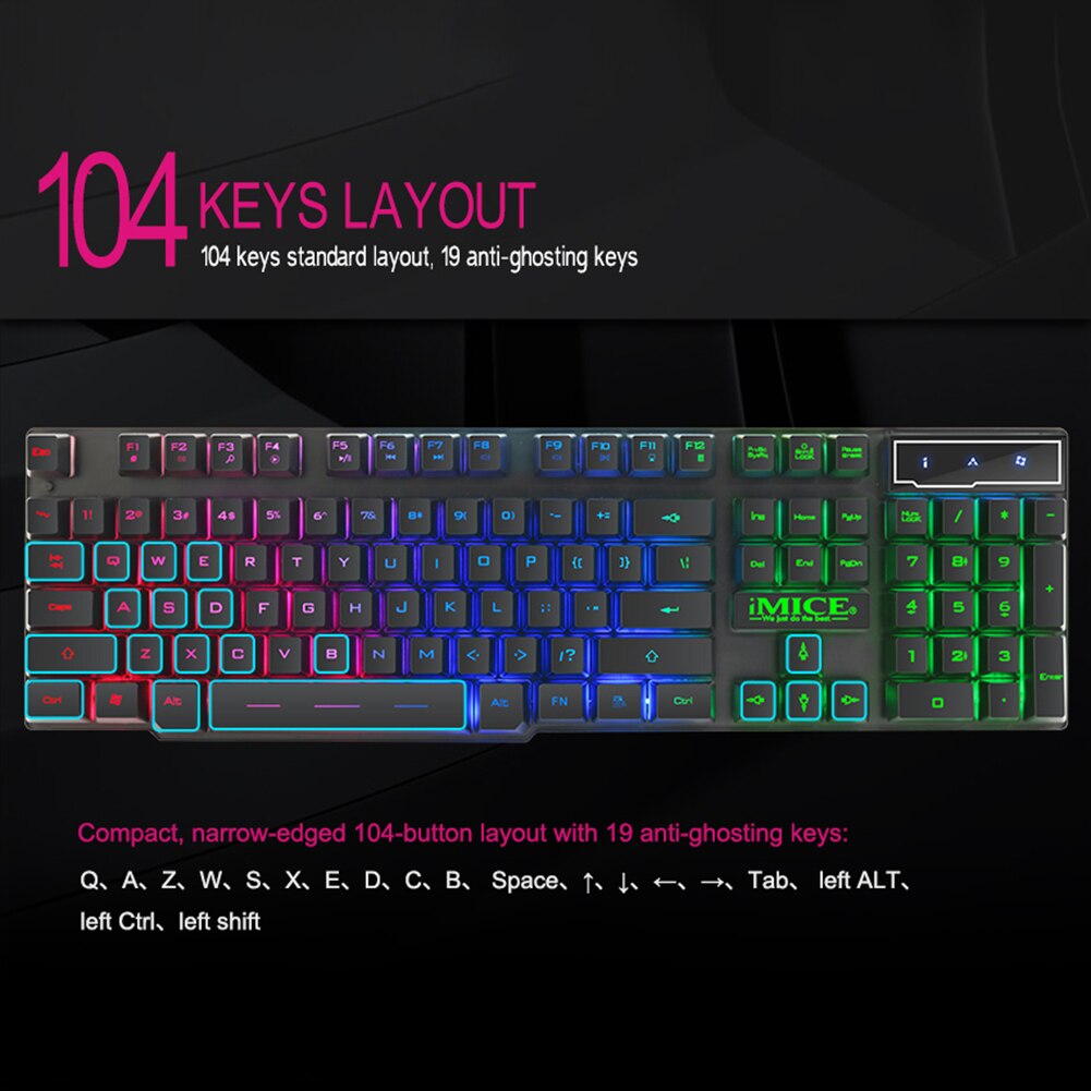 Pelimekaaninen näppäimistö sininen punainen kytkin 104 näppäin haamukuvia estävä rgb mix taustavalaistu led usb langallinen näppäimistö pelaaja tabletin työpöydälle