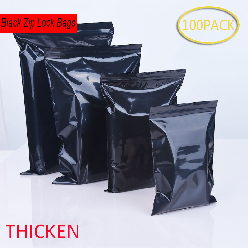 100Stck Schwarz undurchsichtig Farbe selbst Abdichtung Kunststoff Taschen Lichtdicht ziplock poly Reißverschluss beutel Postleitzahl-sperren lagerung taschen