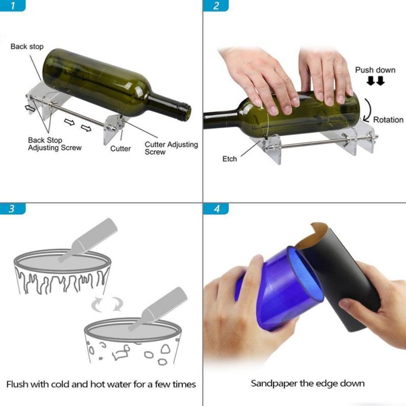 Glasflaskskärare för att skära vin öl glasflaskor flaskskärare diy cut-verktyg maskin hem bar tillbehör