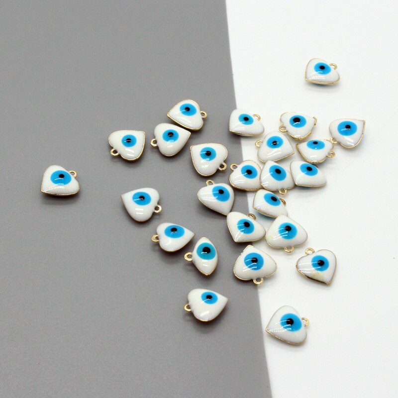 10pcs Cute Small Love Heart Evil Eye Resin Earring Charms Mini Blue Eyes Bracelet Necklace Pendants Handmade Jewelry Make: heart aixin