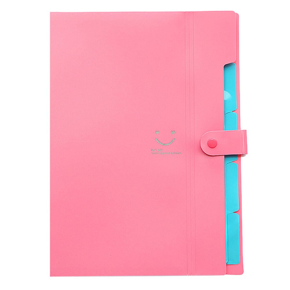 A4 Waterdichte Vijf-Pocket Map Koreaanse Versie A4 Bestand Zak Map Test Papier Map Opbergtas Orgel tas: rose red