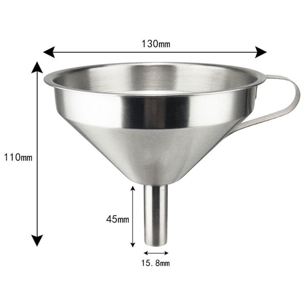1 x rustfrit stål køkken mini tragt lille mund til vin olie påfyldning spiritus flaske dåse køkken køkkenredskaber filter lækage: 13cm