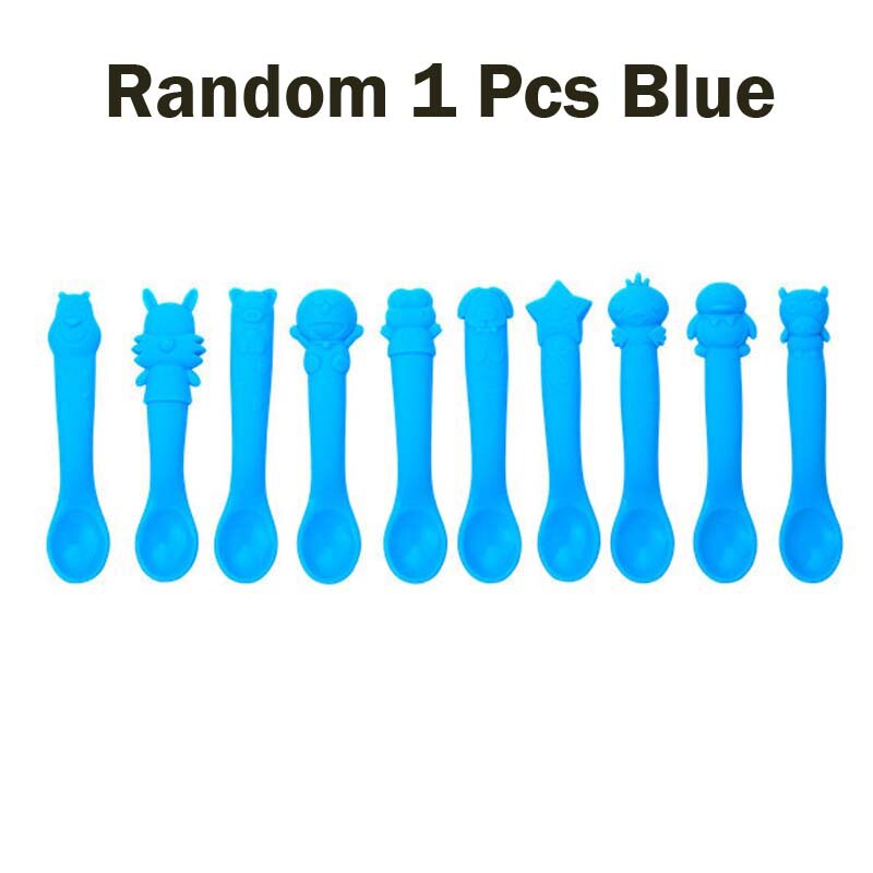 Baby zuigkom snackbakjes siliconen beker peuter kind eten kom snack bewaarbakje kinderen bord servies: Willekeurig 1 blauwe lepel