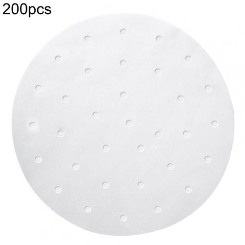 200Pcs Baking Paper Perforated Grease Proof Fryer Liners Heat Resistance Paper Liners White Parchment Paper Sheets for Cooking: 9inch Round