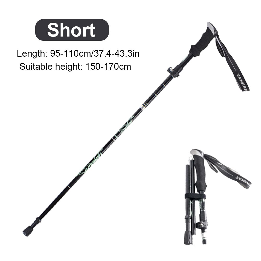 Outdoor Walking Stick Hiking Trekking Poles Ultralight Nordic Walking Pole Telescopic Crutches Antishock EVA Handle Folding Cane: Short black