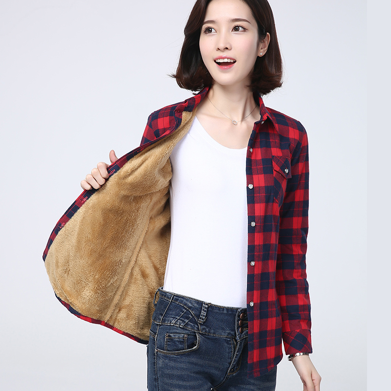 2023 inverno nuovo più spesso camicia scozzese calda da donna cappotto Lady Casual giacca in pile di velluto Top vestiti caldi delle donne tuta sportiva: 4XL / Oro