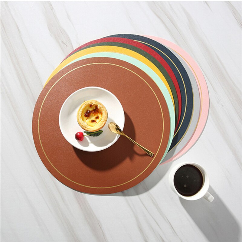 Ronde Grote Dubbelzijdige Lederen Tafel Mat Waterdicht En Olie-Proof Huishoudelijke Isolatie Placemat Pvc Hotel Placemats Voor tafel