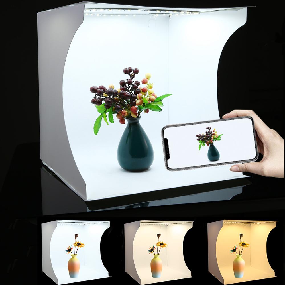 Mini Tafelblad Photo Studio Softbox Met 30 Cm Led Ring Flash Lamp Verlichting Voor Witte Achtergrond &#39;S Fotografie