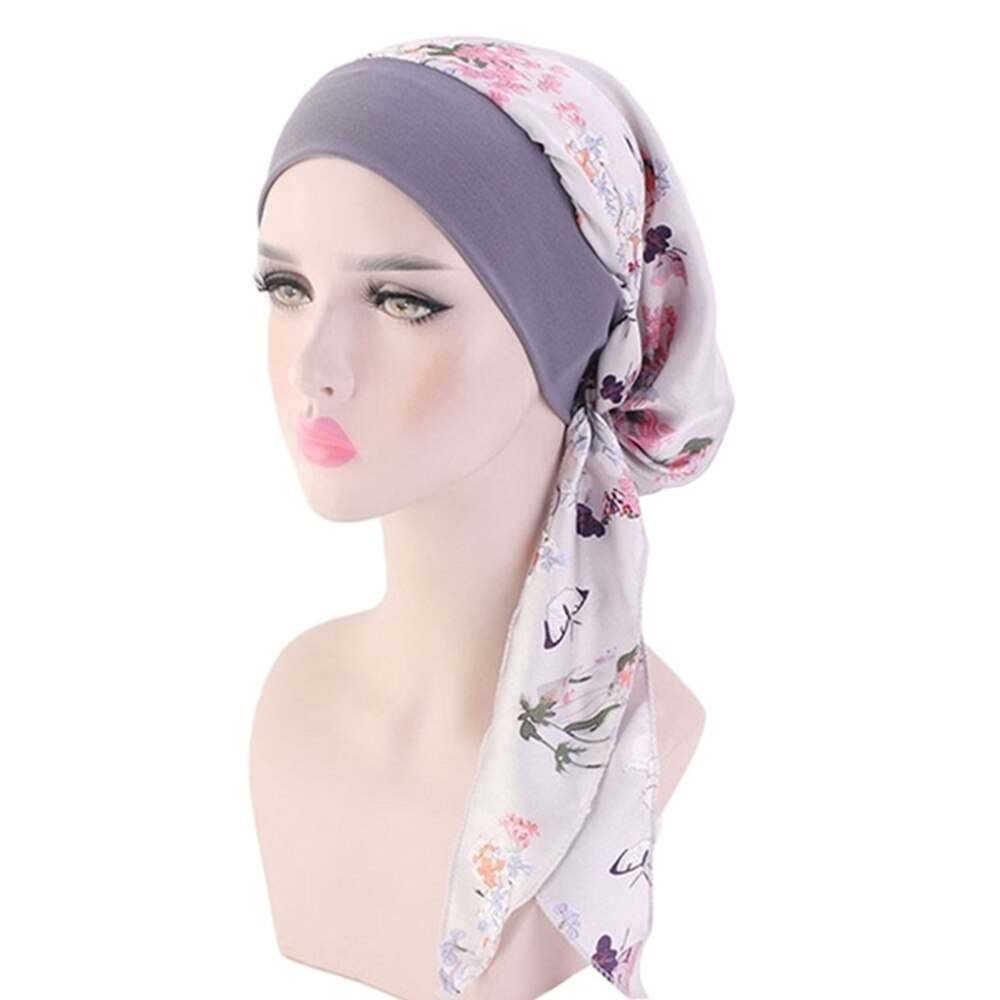 Elastische Verstelbare Hoofddoek Vrouwen Moslim Tulband Hijab Mode Print Pre-Gebonden Hoofddeksels Bandana: 9