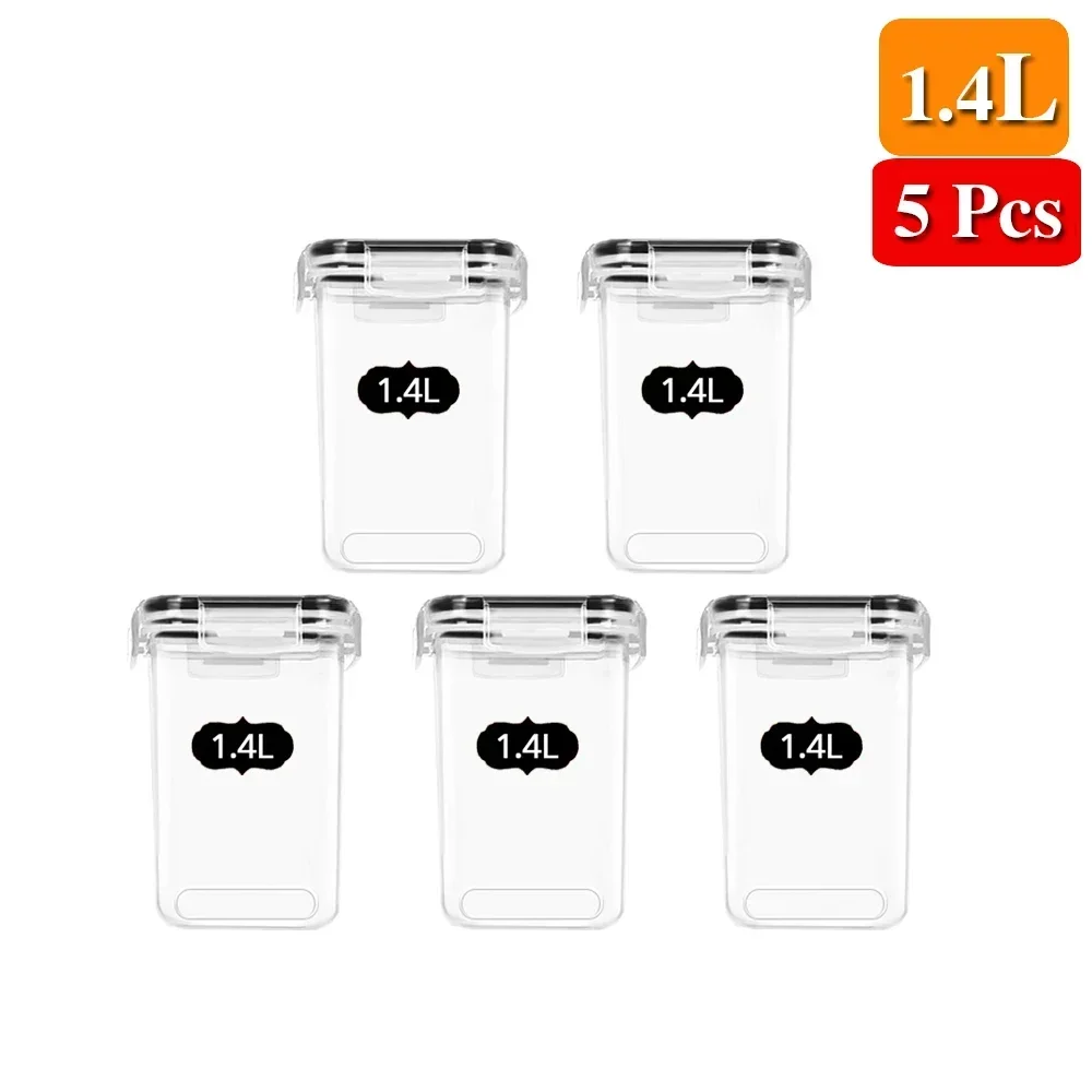 Food Storage Containers Kitchen Organizer and Storage Container with Lids Refrigerator Noodle Box Tank Sealed Cans 5Pcs Set: light green