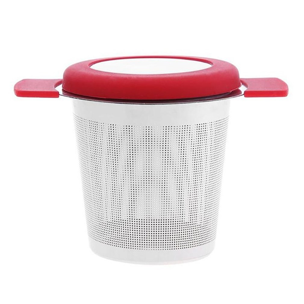 Stainless Steel Reusable Tea Infuser Basket With Dual Handles Fine Mesh Tea Strainer Lid Tea and Coffee Filters: red