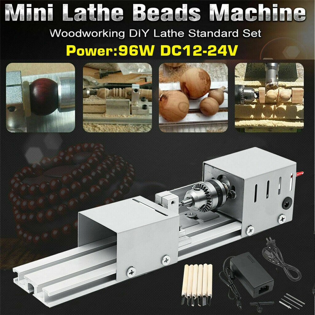 Best Selling Products Mini Lathe Beads Machine Woodworking DIY Lathe Standard Set with Power 12-24V Gereedschap
