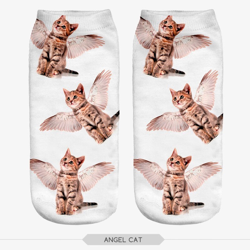 ZHBSLWT 3D Print Animal Sphynx Cat Women Socks calcetines Casual Cute Character Low Cut Ankle Socks Multiple Colors Harajuku: 15