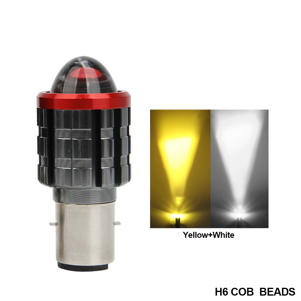 H6 BA20D Motorfiets LED Koplamp 3570 Chips Hoge Dimlicht Scooter Motor H4 HS1 Koplamp Geel Wit Mistlampen: Beige