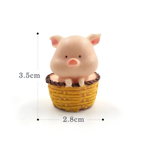 Hars Ambachtelijke mini Leuk Varken beeldje Dier Model Mos micro landschap home decor miniatuur fairy tuin decoratie accessoires: No.5