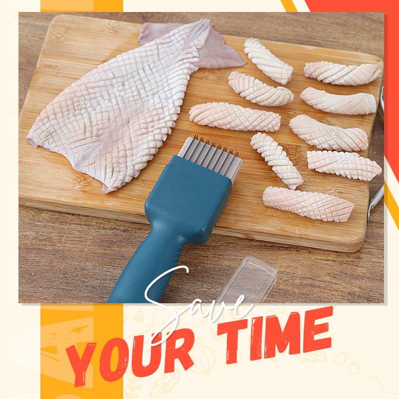 Squid Flower Knife Squid Cutting Knife Pig Skin Chicken Gizzard Knife With Adjustable Depth Cut Kidney Flower Magic Knife 1 Set