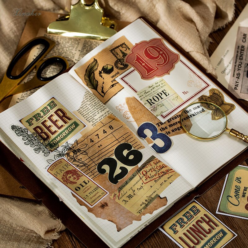 XINAHER 60pcs/Bag Vintage Digital collage Antique ... – Grandado