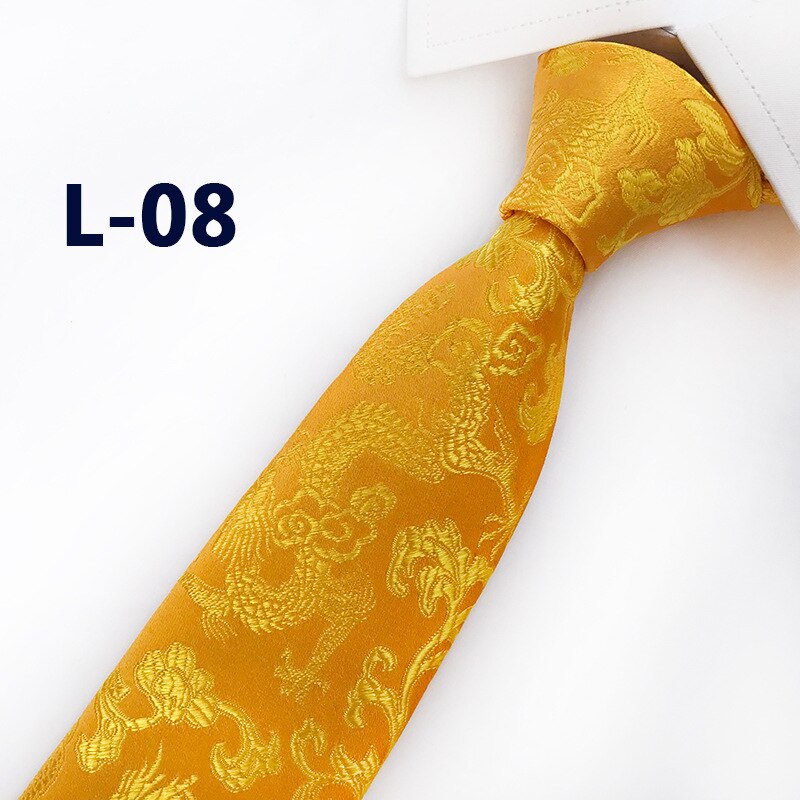 Classic Silk Mens Ties China Mascot Neckties 8cm Chinese Dragon Ties for Men Formal Business Wedding Party Gravata
