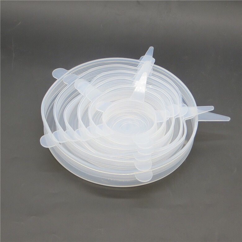 6 pcs Eco-Friendly Reusable Saran Wrap Kitchen Food Fresh Keeping Sealed Lids Cap Silicone Food Wrap Stretch Vacuum Seal Covers