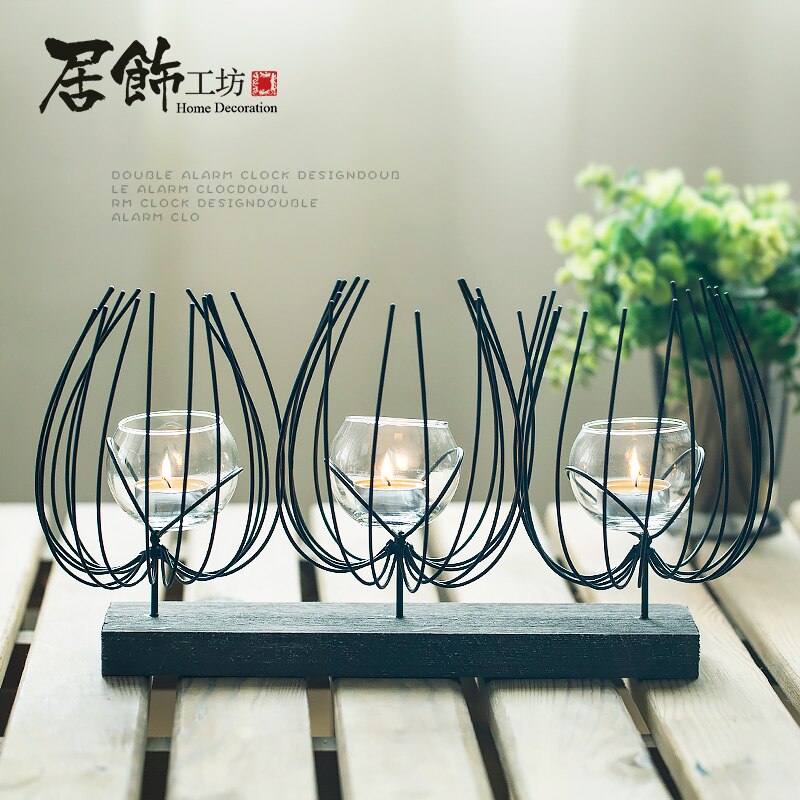 Portavelas de Metal geométrico negro moderno mesa de comedor romántica boda candelabro decoración Hogar Decoración MM50ZT