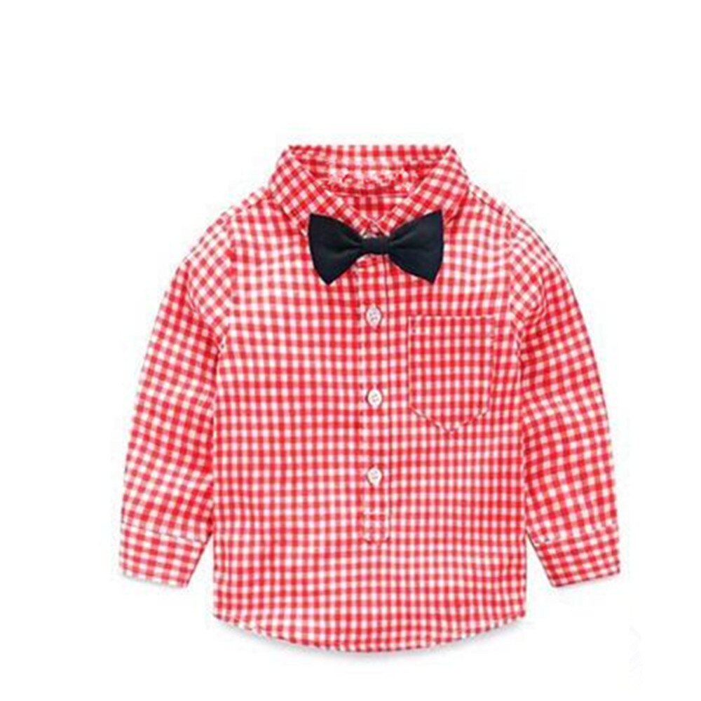 Del bambino Camice Dei Ragazzi 2018 di Autunno Della Molla Neonato Ragazzo Signori plaid Monopetto cravatta Camicetta di Cotone Della Camicia infantile Bebes ragazzo superiore