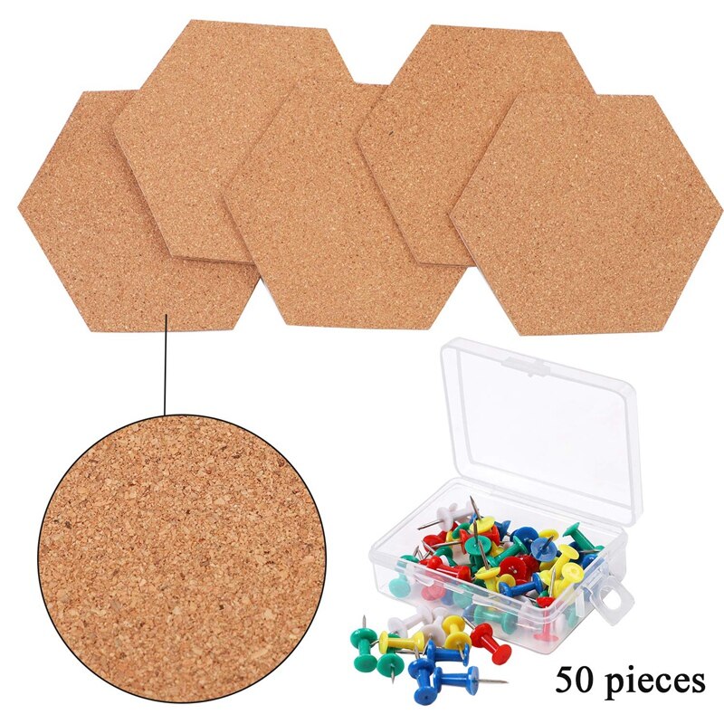 BEST5 Pack Hexagon Kurk Boord Met 50 Stuks Pins Zelfklevende Diy Prikbord Mini Muur Bulletin Boards Voor Foto 'S foto 'S D